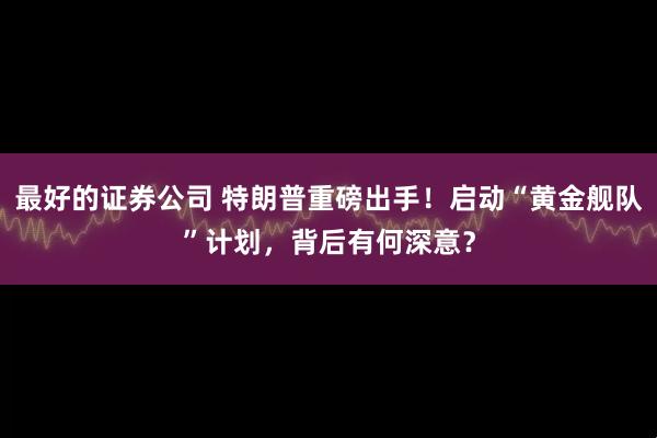 最好的证券公司 特朗普重磅出手！启动“黄金舰队”计划，背后有何深意？